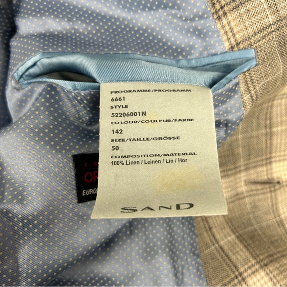 Sand Copenhagen Plaid Blazer Men 40R Jacket Gray Check Single Breasted Linen - Picture 3 of 10